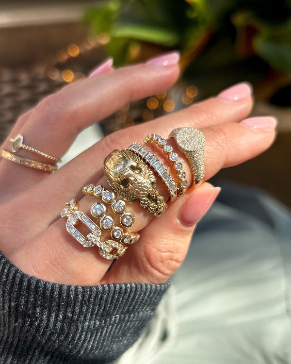 Disco, Pavé Diamond Pinky Signet - The Golden Carrot
