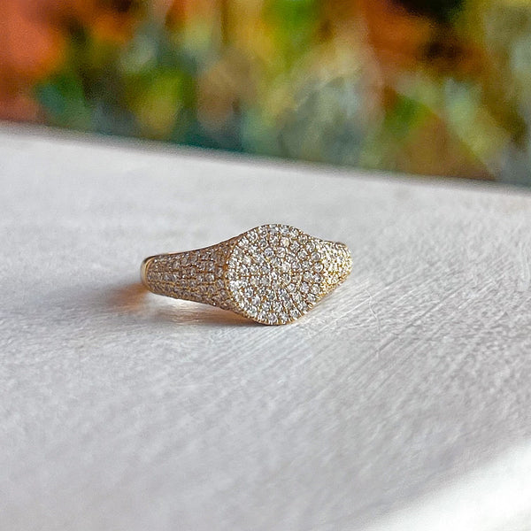 Disco, Pavé Diamond Pinky Signet - The Golden Carrot