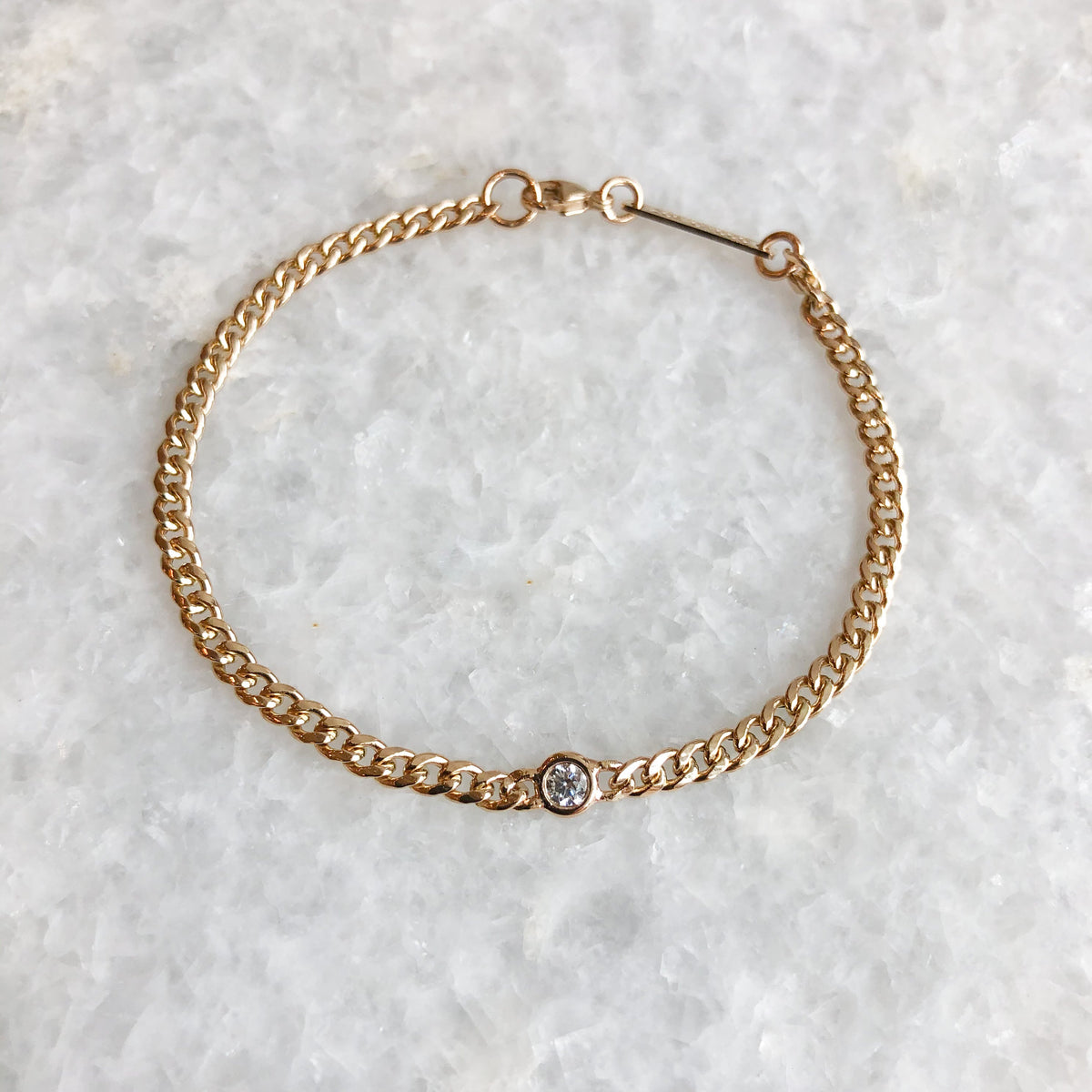 Airy Floating Diamond Curb Chain Bracelet