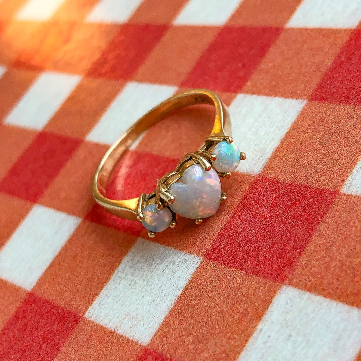 Elara, Vintage Puffy Opal Heart Ring