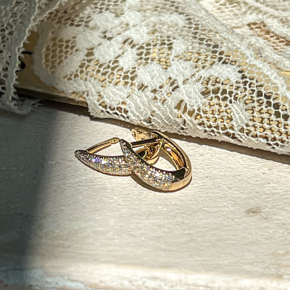 Mini Maeve, Pavé Diamond Huggie Earrings