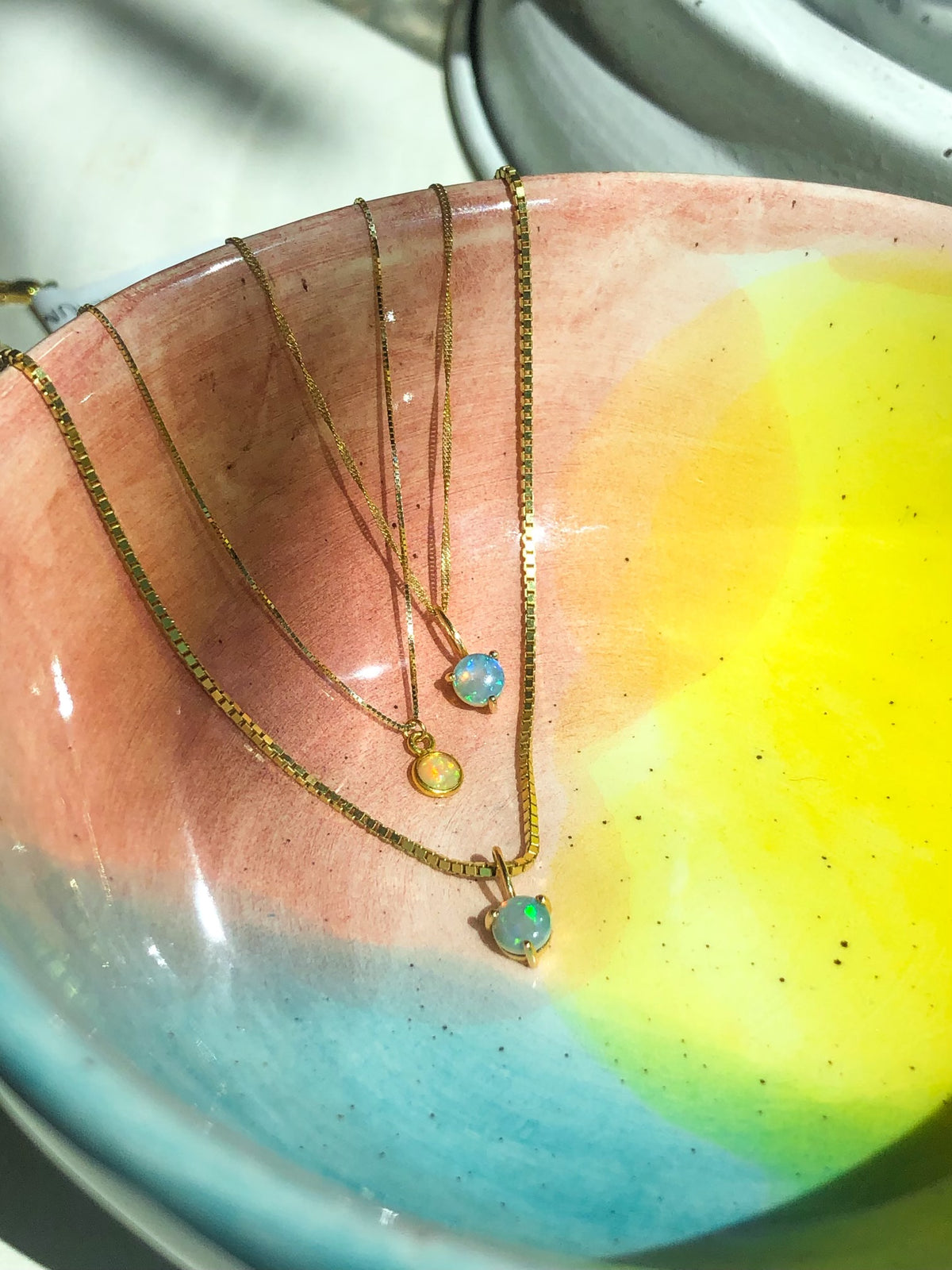 Weighted Australian Opal Box Chain Necklace