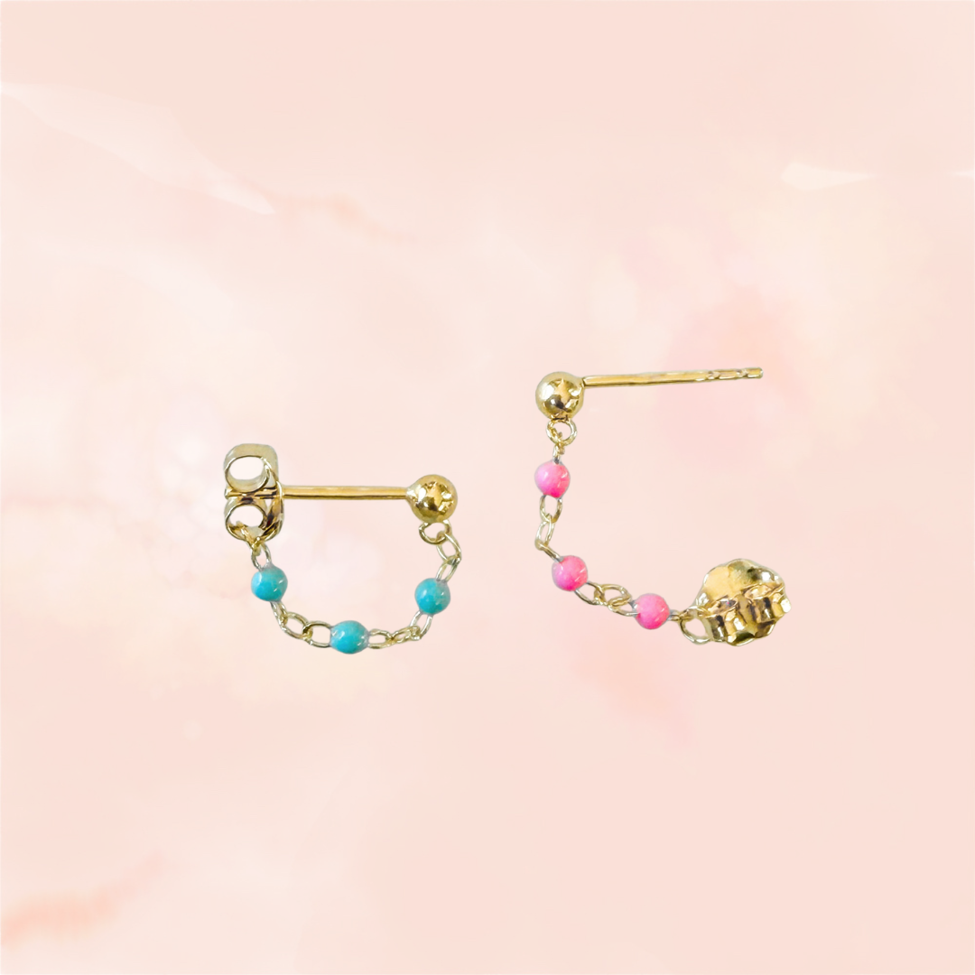 Neon in Naples, Enamel Chain Drop Earring