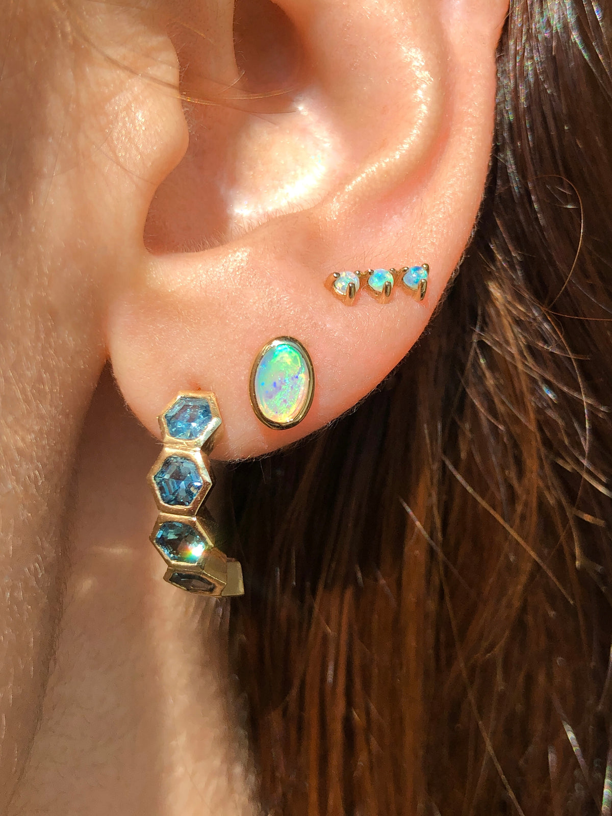 Aqua, Opal Earrings