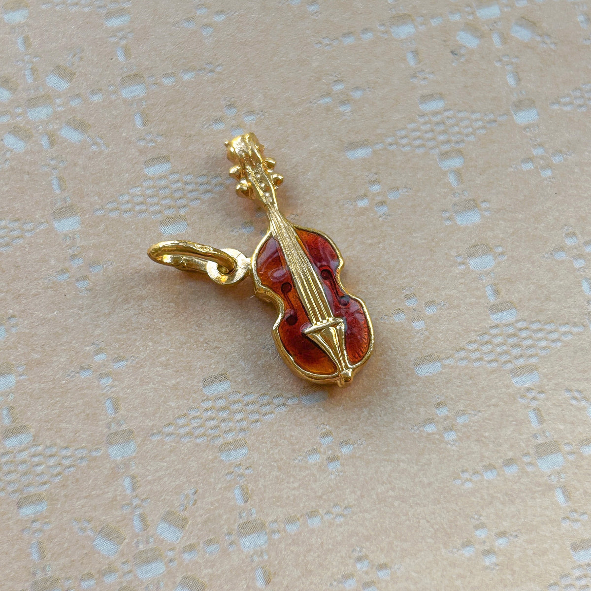 18k Enamel Vintage Violin/Cello Charm