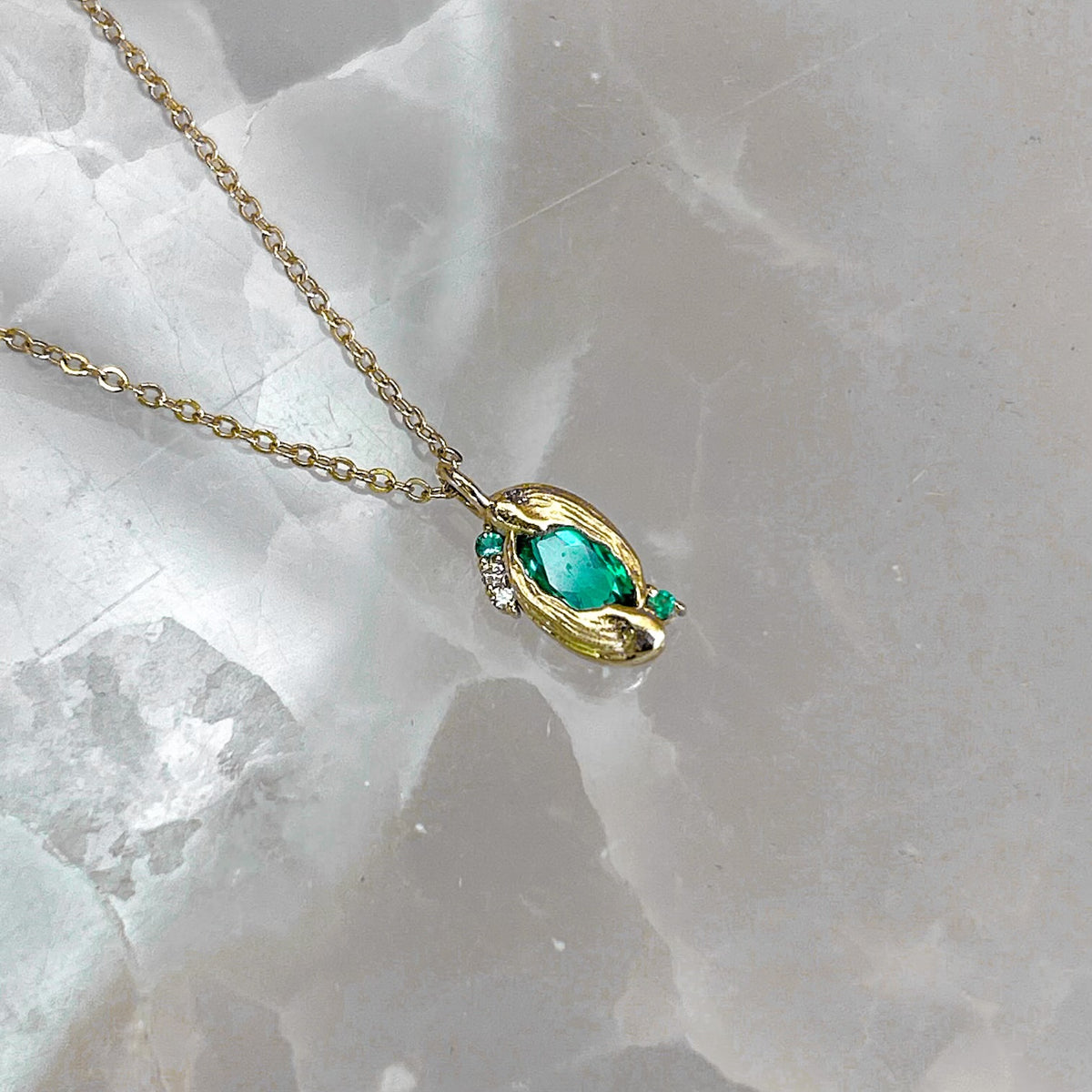 Lime Frost, Emerald &amp; Diamond Necklace