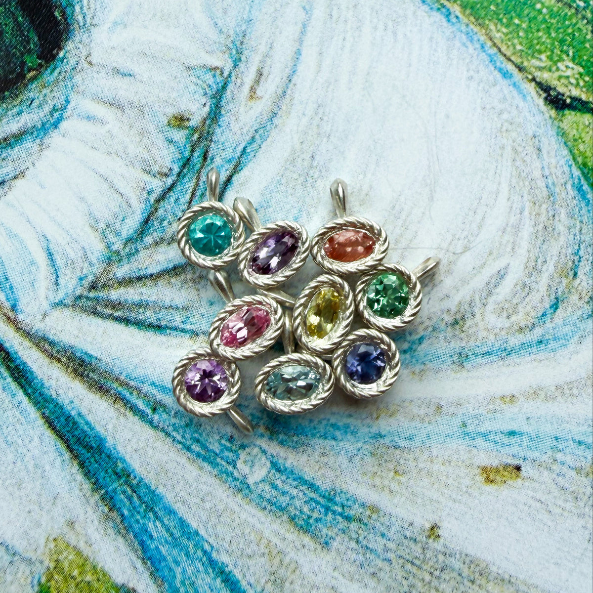 Lumière, Sterling Silver Braided Gemstone Charm
