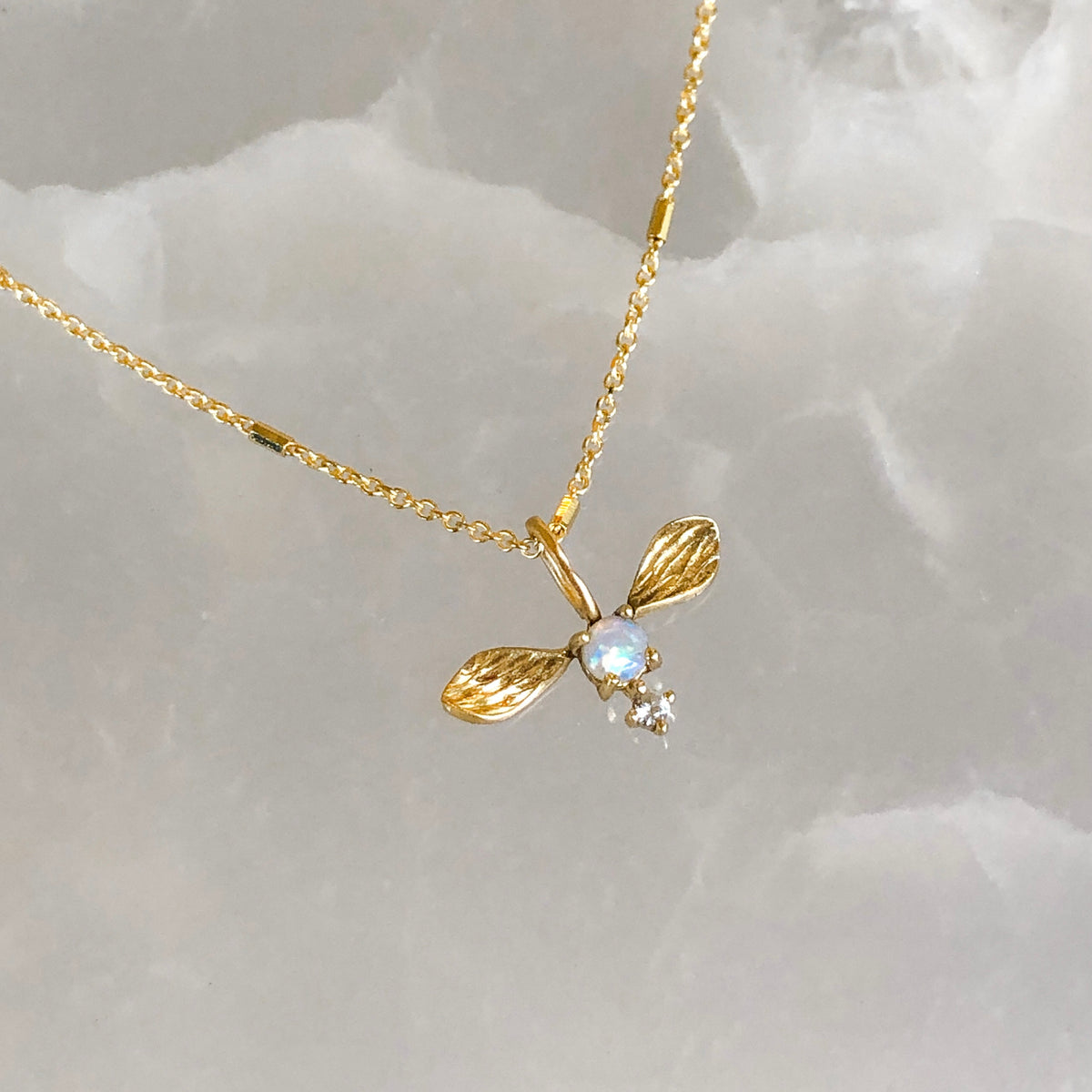 Gossamer, Opal &amp; White Sapphire Fairy Charm