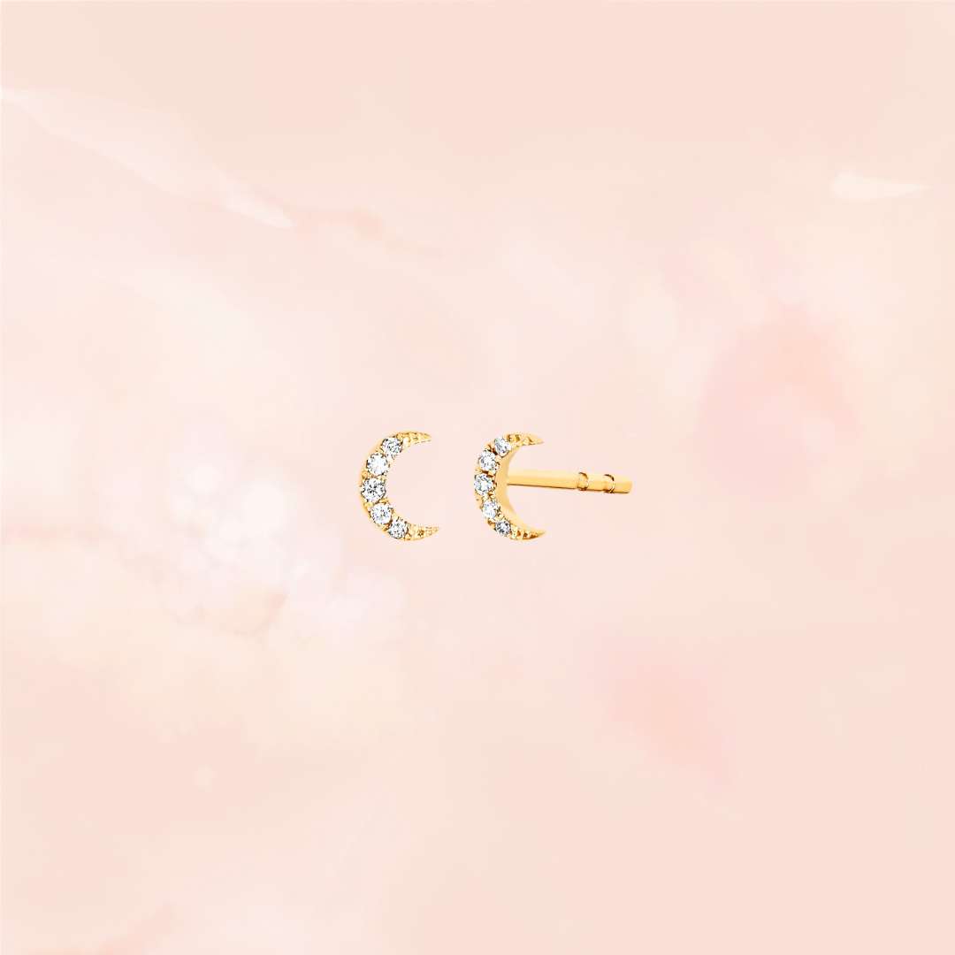 Tiny Diamond Crescent Moon Earring