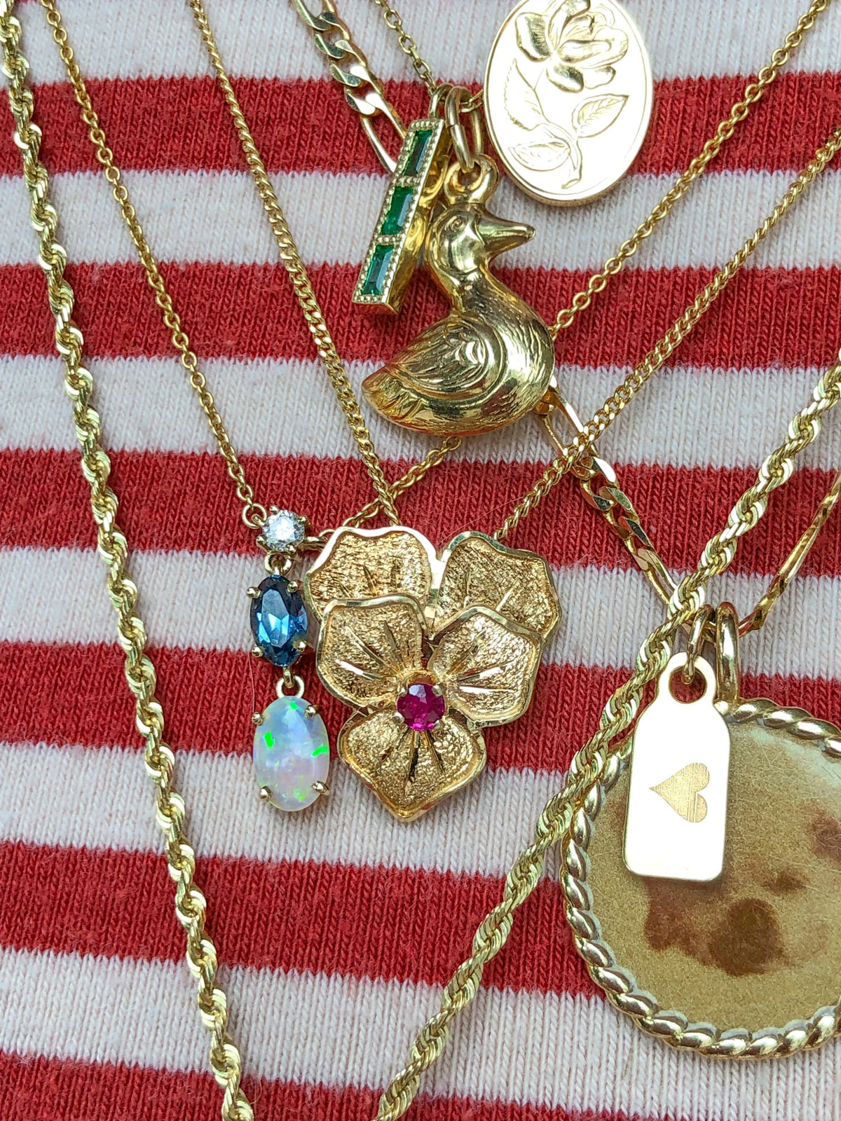 Bloom, Vintage Ruby Flower Charm