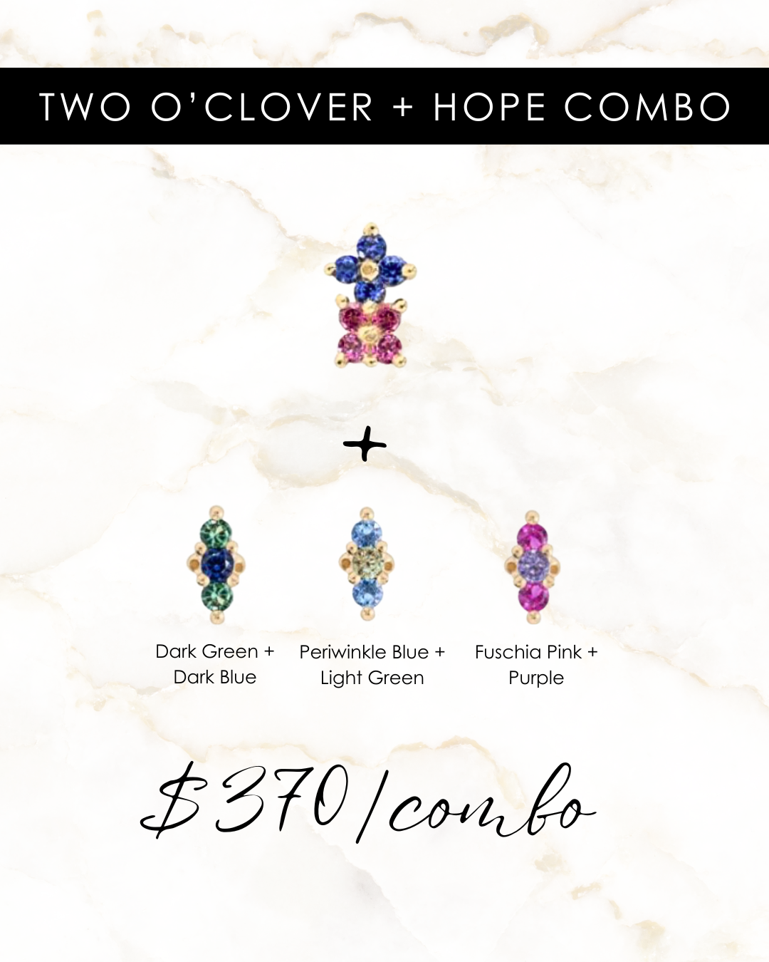 Sapphire Two O&#39;Clover + Hope Earring Set (Final Sale)