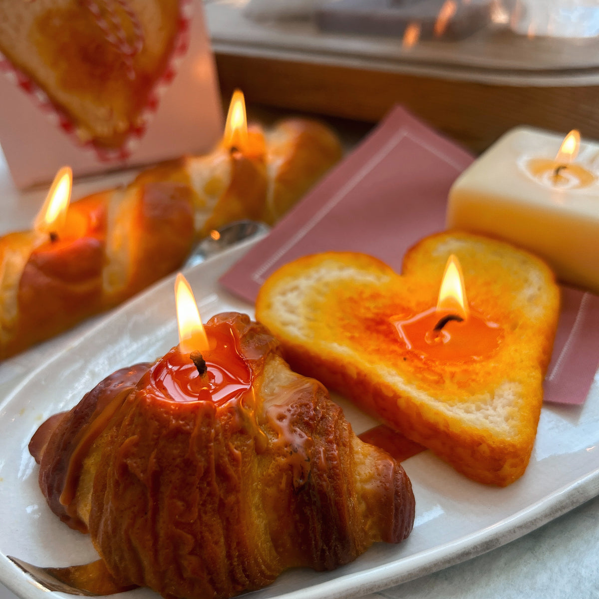 Decorative Heart-Shaped Toast Candle