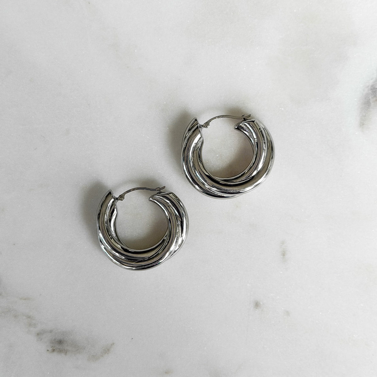 Belle, Sterling Silver Twist Hoops