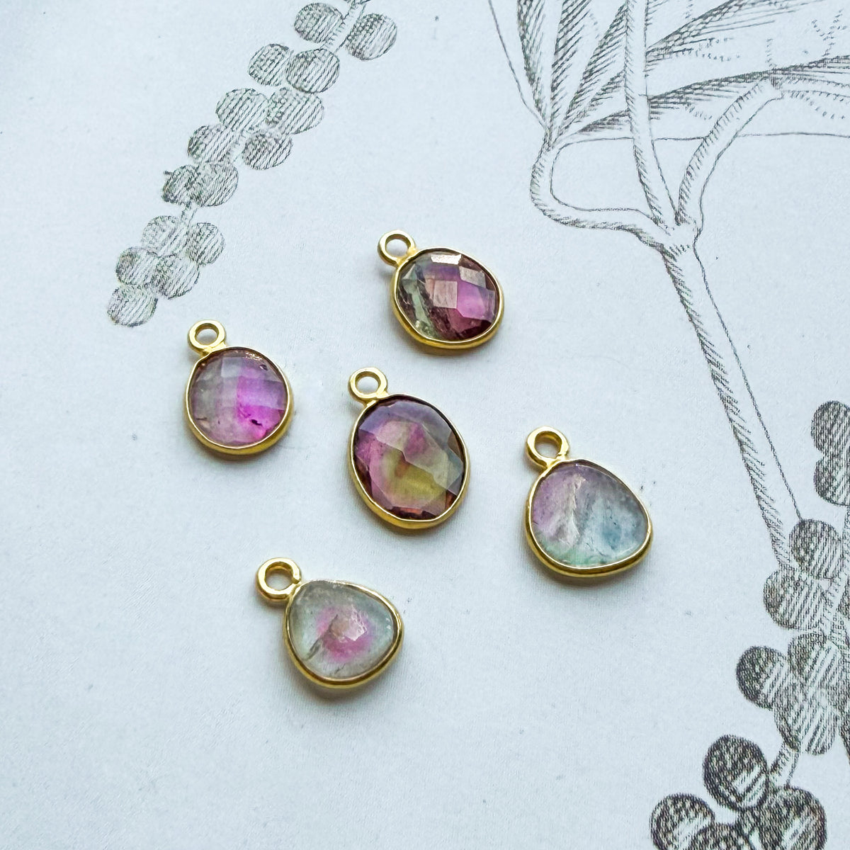 Watercolor Bloom, Bi-Color Tourmaline Charm