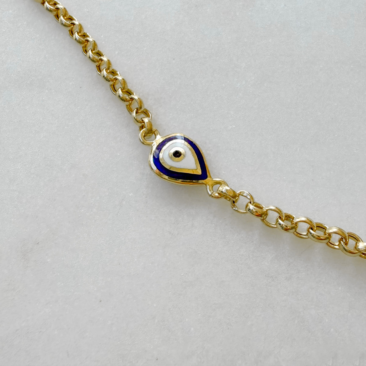 Vintage Enamel Evil Eye Rolo Bracelet