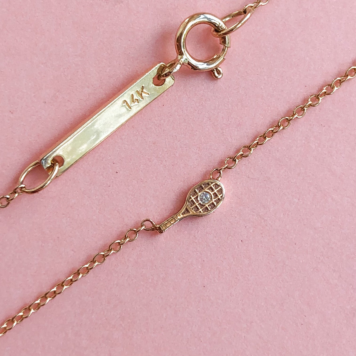 Teeny Tiny Diamond Tennis Racket Necklace