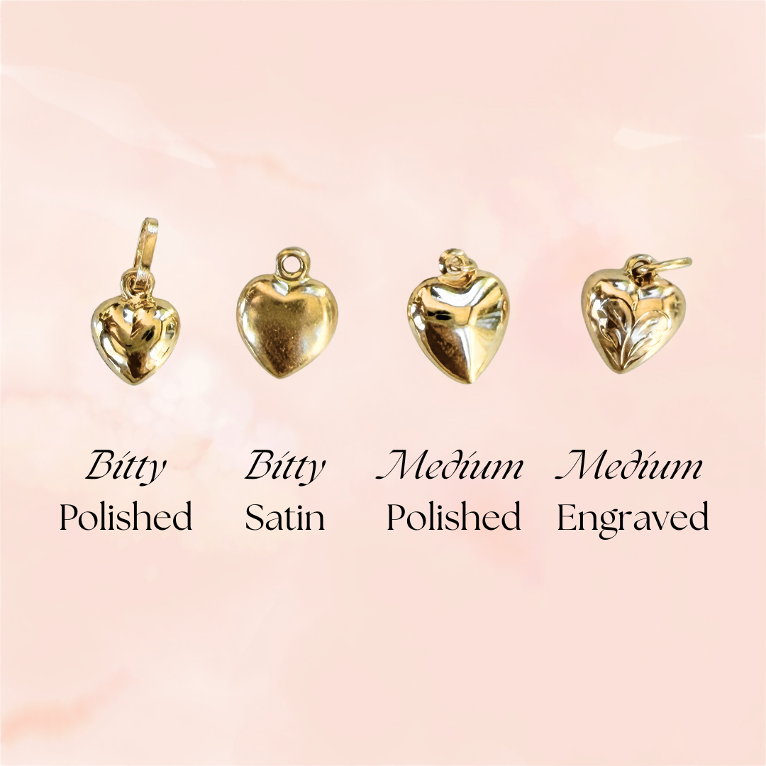 Cutie, Vintage Mini Puff Heart Charm