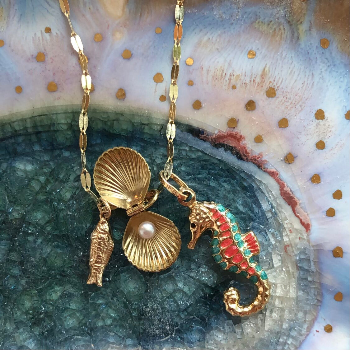 Makai, Vintage Puffy Shell Pearl Charm