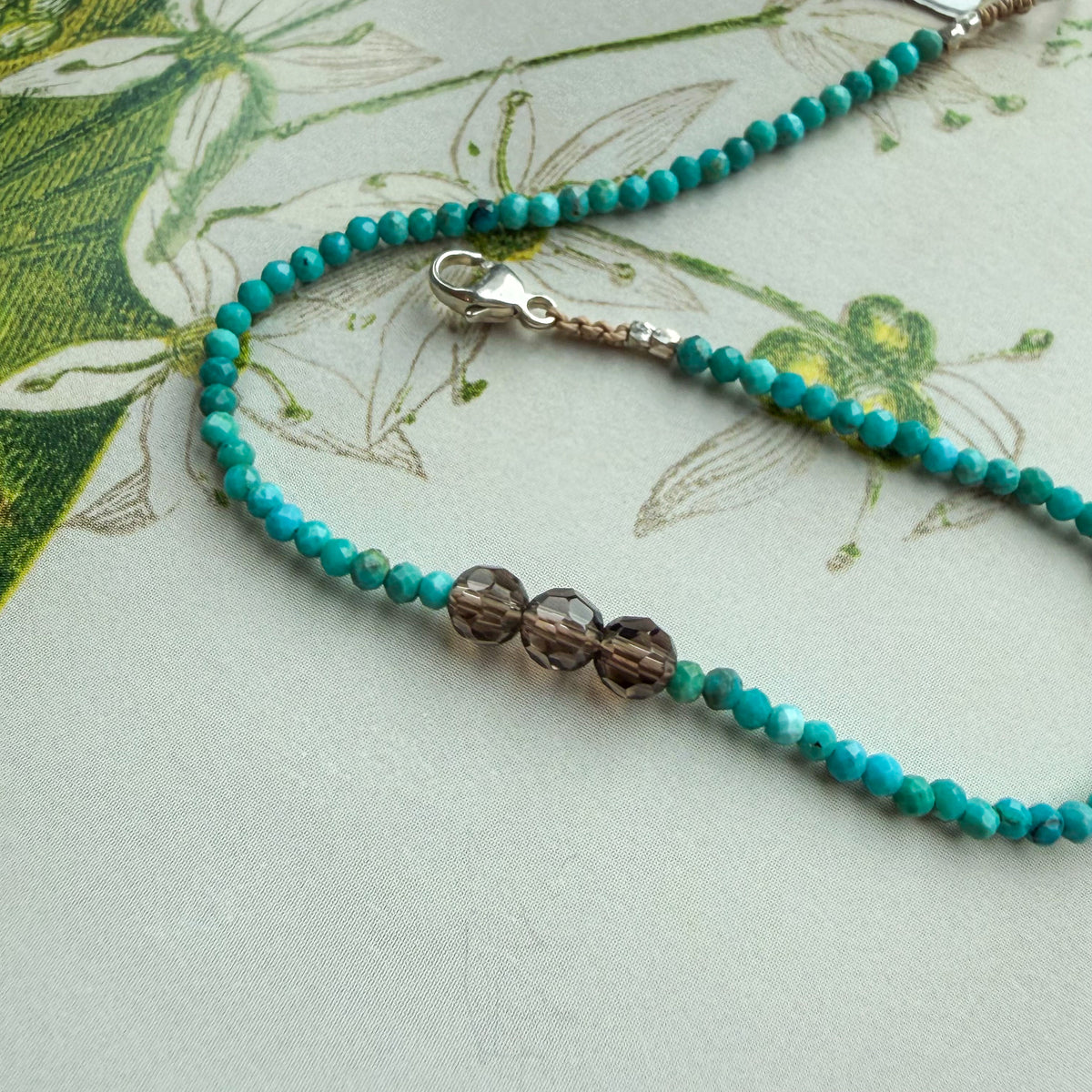 Beach & Coffee, Smokey Quartz & Turquoise Bracelet