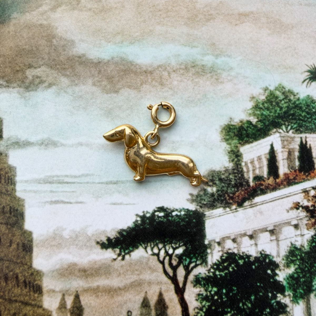 Subwoofer, Vintage Dachshund Charm (with Spring Ring Clasp)