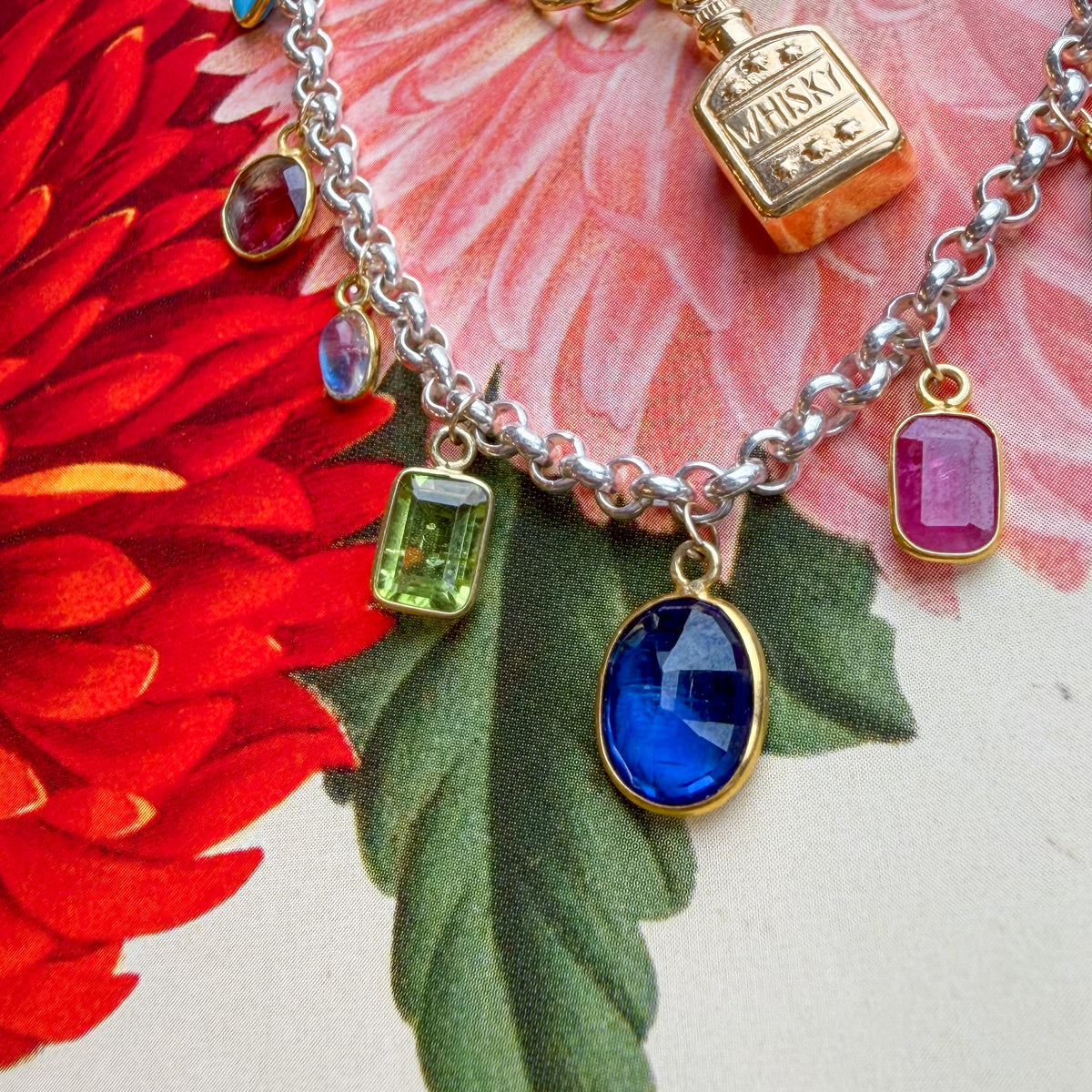 Juniper, Sterling Silver Gemstone Shaker Necklace
