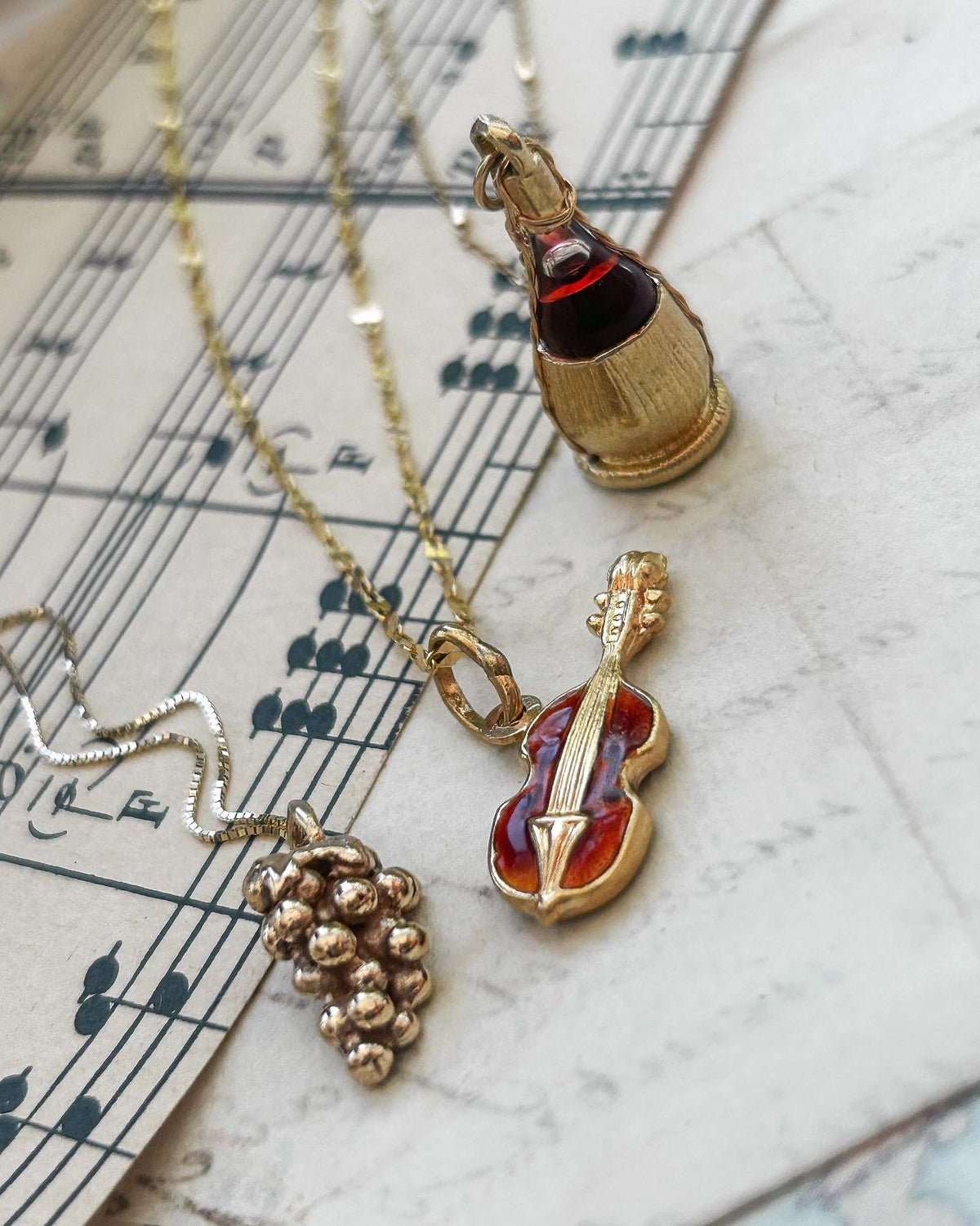 18k Enamel Vintage Violin/Cello Charm