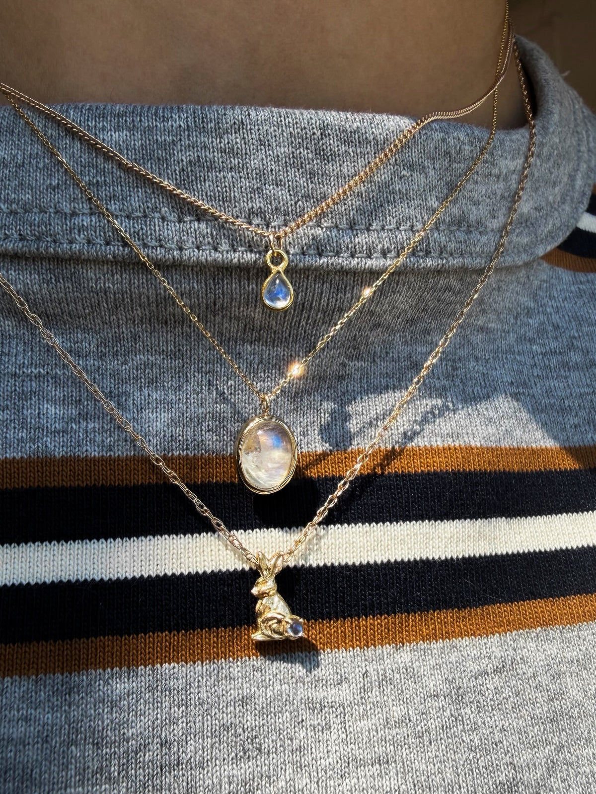 Cosmic Cottontail, Moonstone Rabbit Necklace