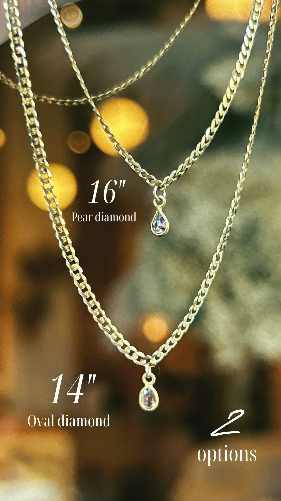 Cognac Diamond Curb Chain Necklace