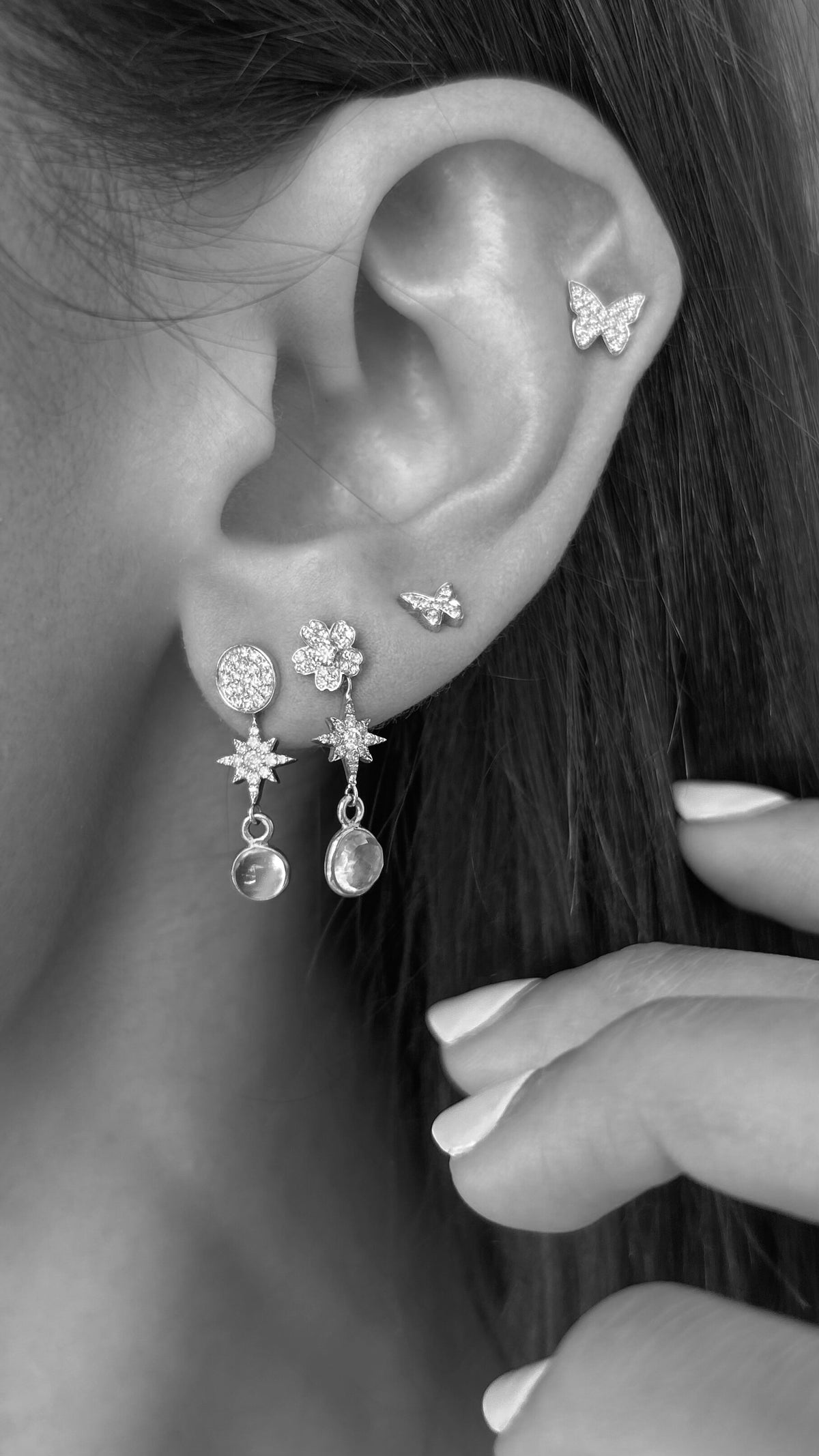 Beacon, Diamond and Moonstone Earring Charm
