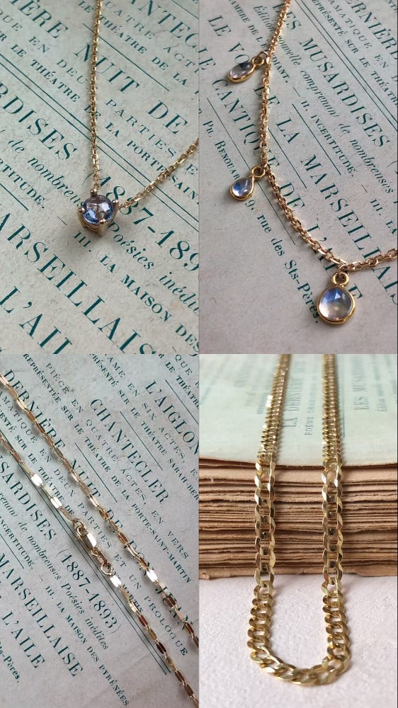 Watercolor, Blue Sapphire Solitaire Necklace