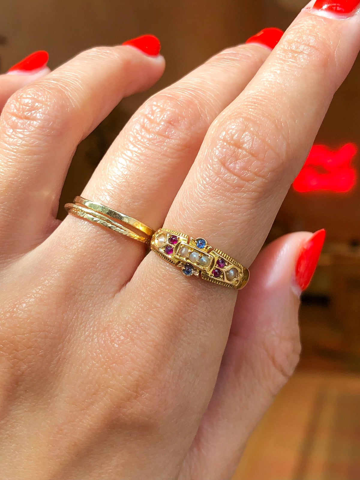 Renaissance, 15k Multi-Gemstone Ring