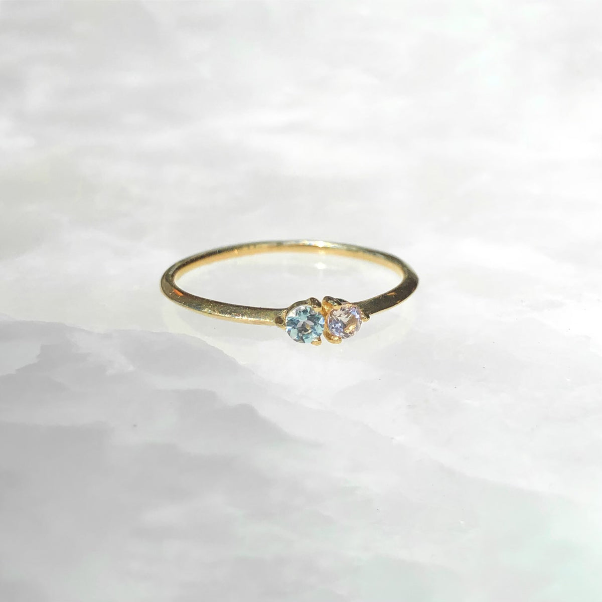 Pink-a-Blue, Aquamarine and Morganite Ring
