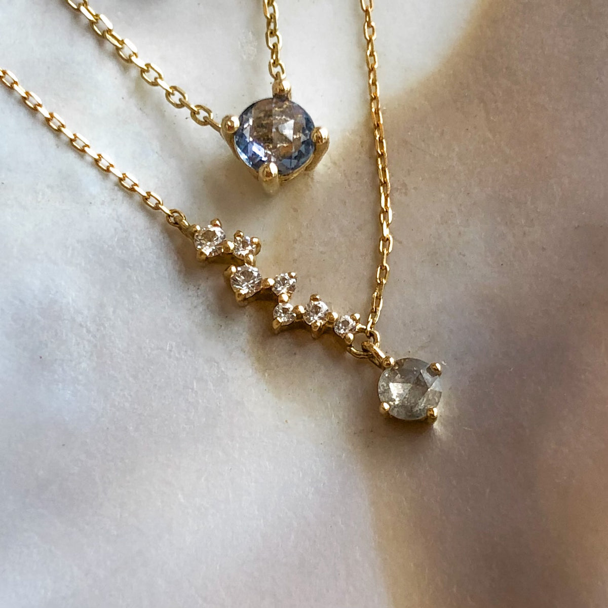 Mel, Salt & Pepper Diamond & Sapphire Necklace