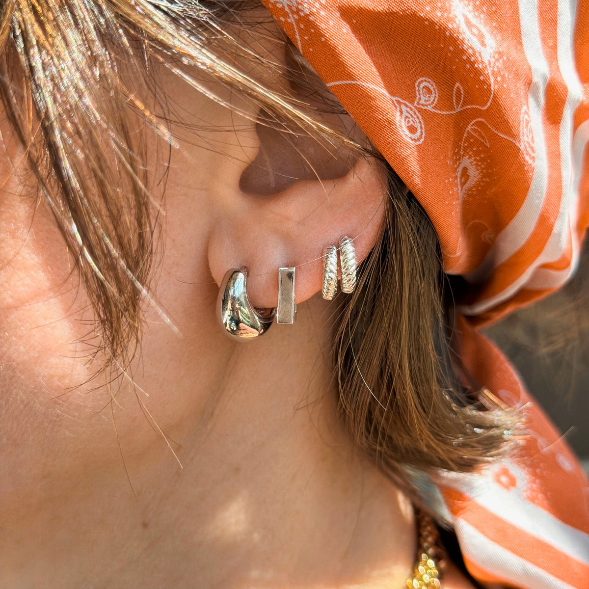 Ina, Mini Sterling Silver Rope Huggie