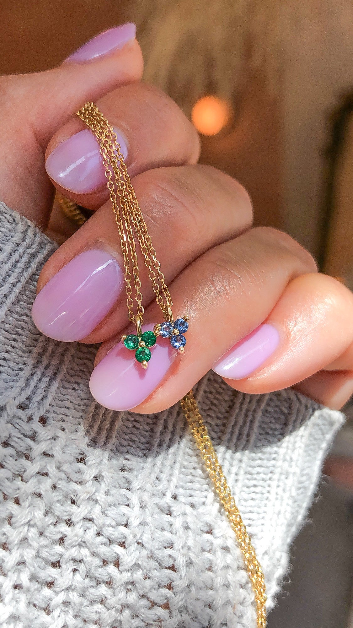 Periwinkle Sapphire Triad Necklace