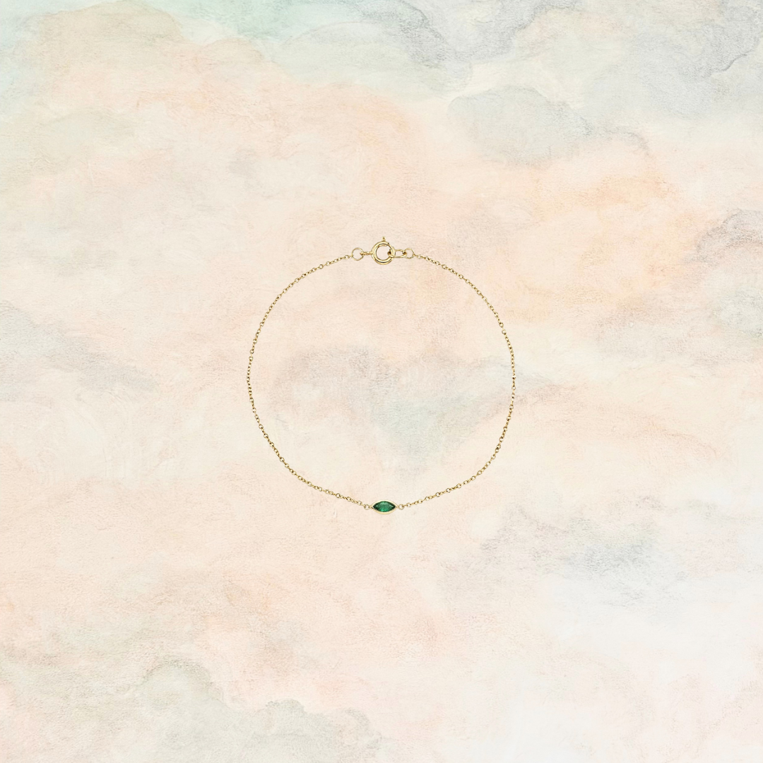Niall, Marquise Cut Emerald Bracelet - 14K YG