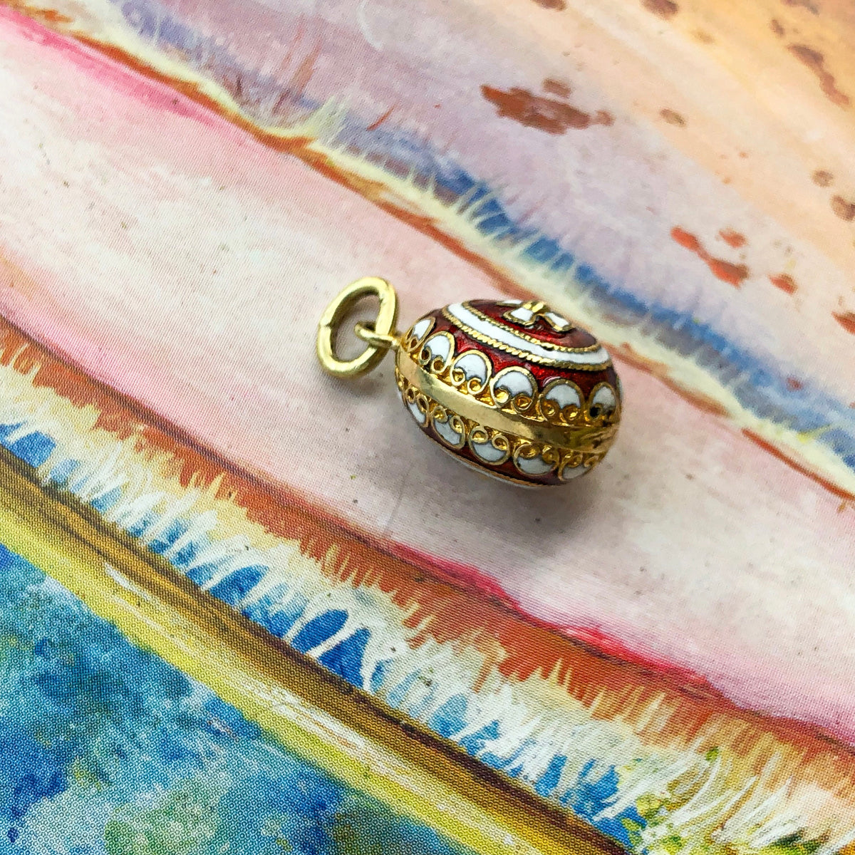 Vintage Embellished Enamel Egg Charm