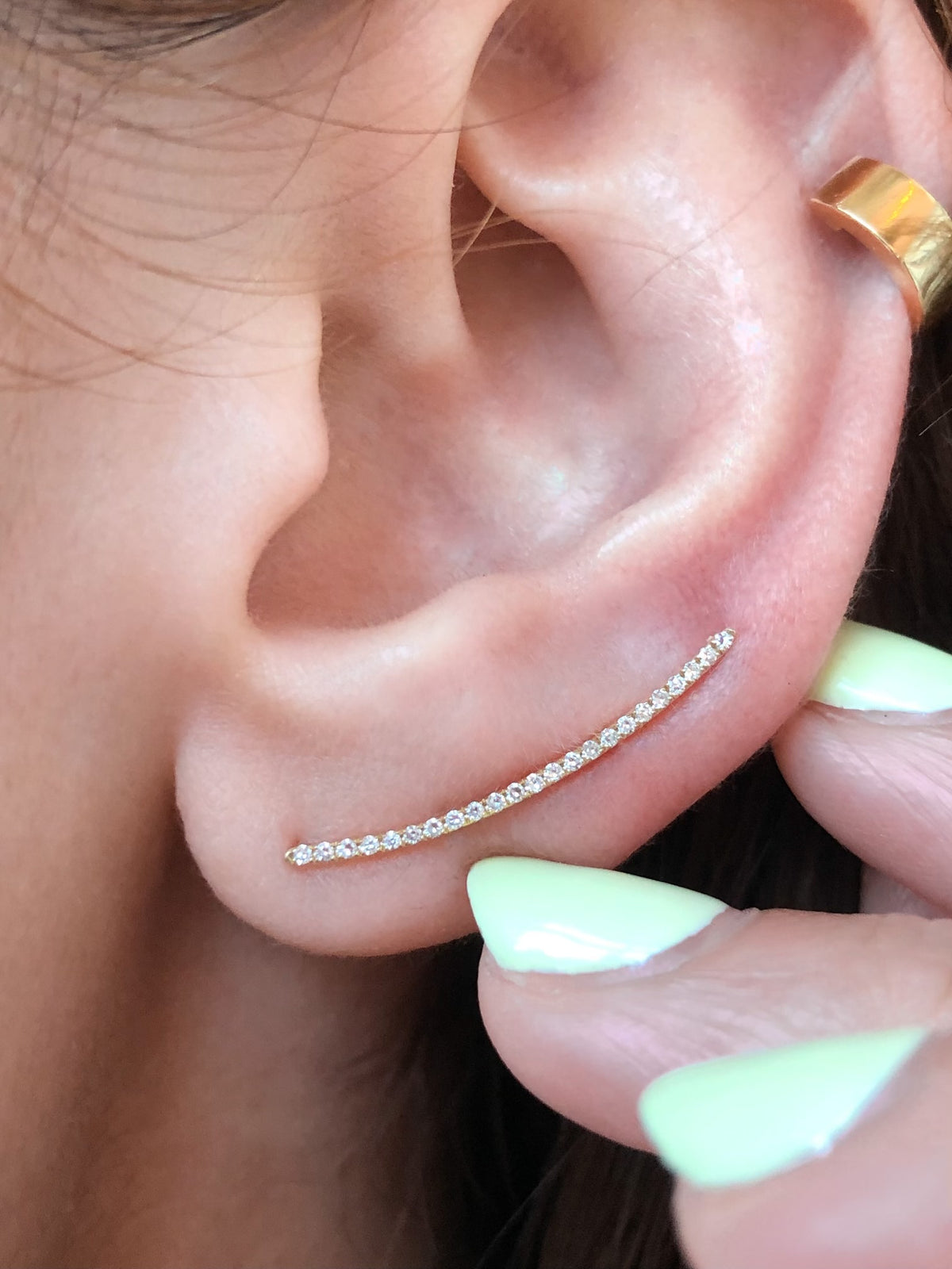 Anica, Diamond Curved Bar Ear Cuff