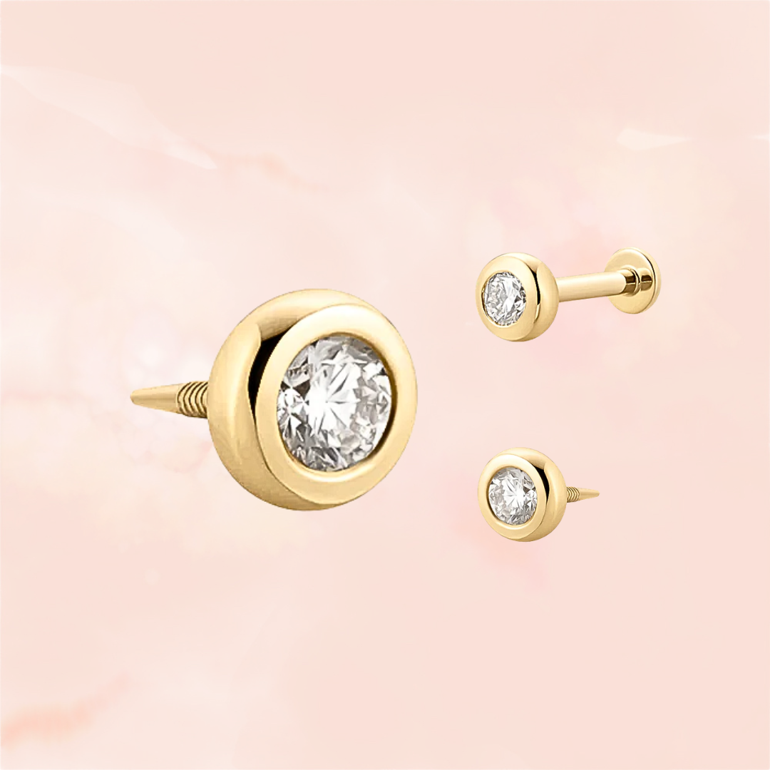 Bia, Bezel Diamond Threaded Flat Back