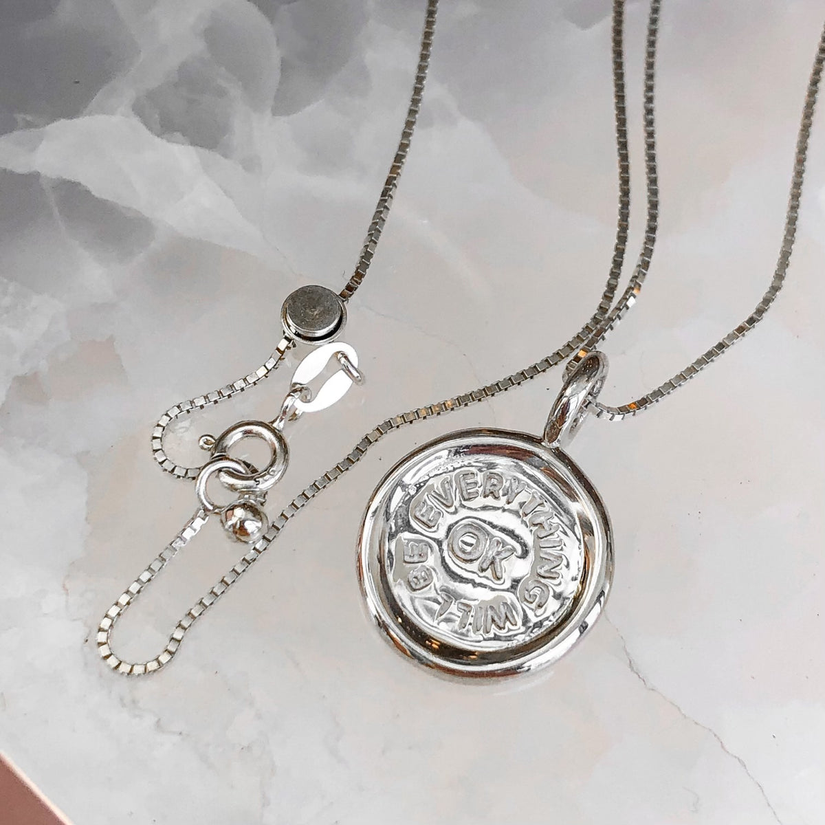 Everything Will Be Okay, Sterling Silver Bolo Necklace