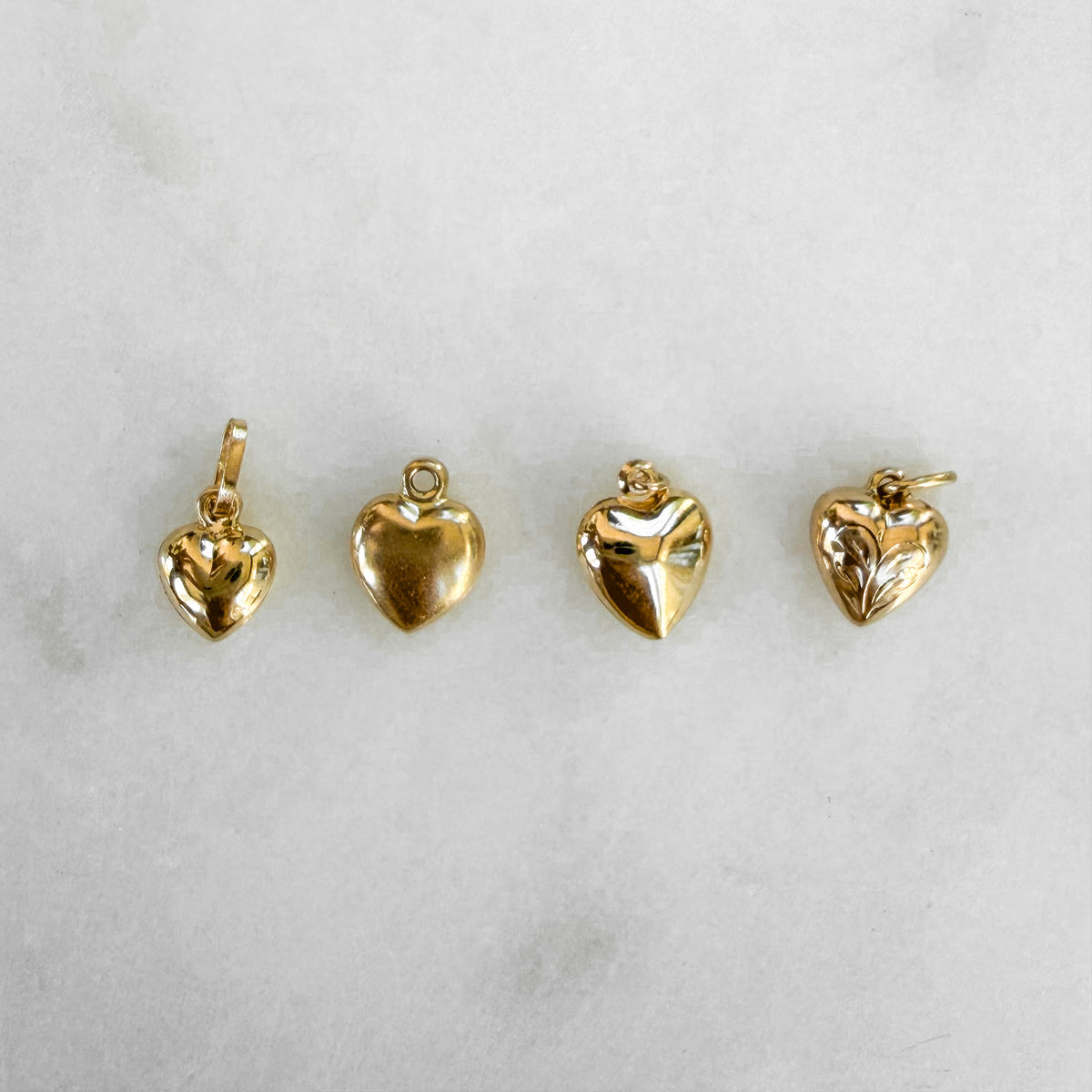 Cutie, Vintage Mini Puff Heart Charm