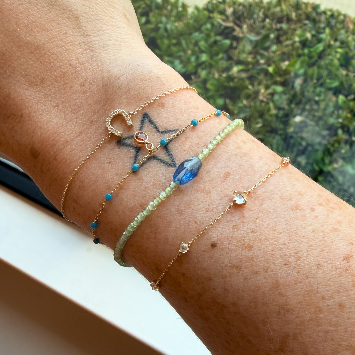 Tangerine Dream, Adjustable Sapphire Charm Drop Bracelet