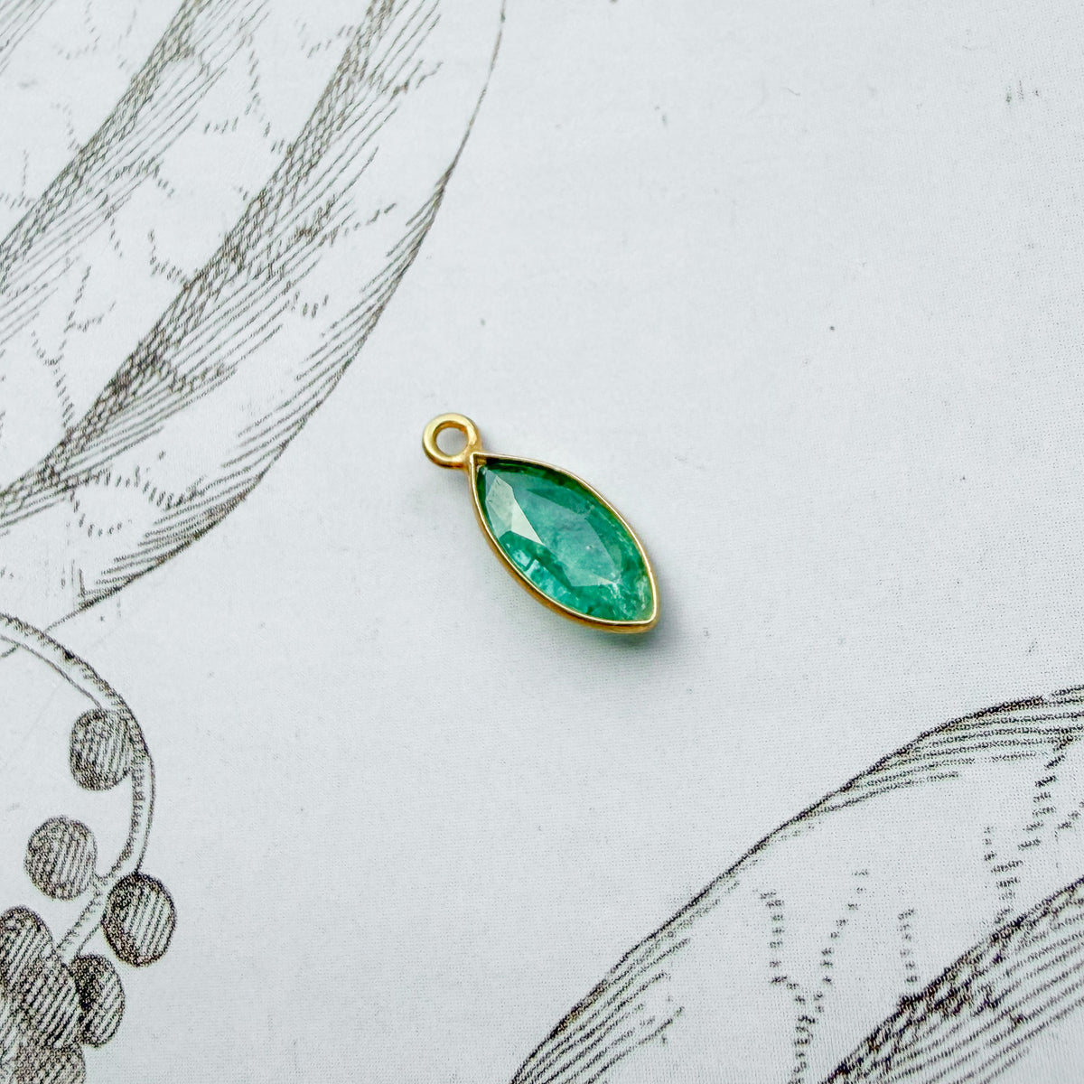 Lurline, 18k Marquise Emerald Charm (May)