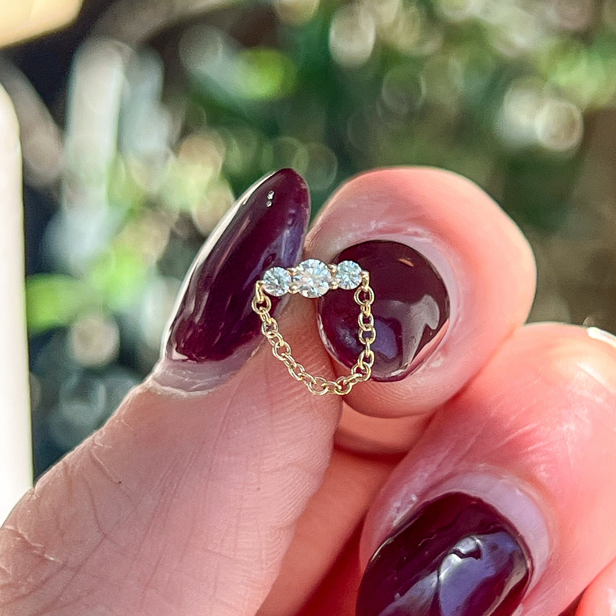 Diamond Trio Chain Drop Earring