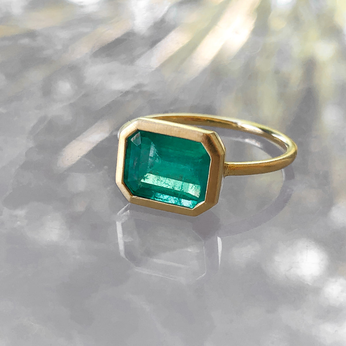Elise, Art Deco Brazilian Emerald Ring