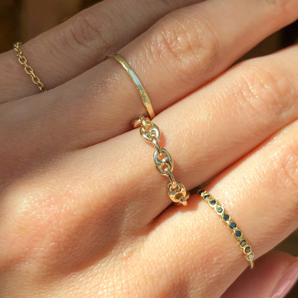 Hollow Puffy Mariner Chain Ring - size 6