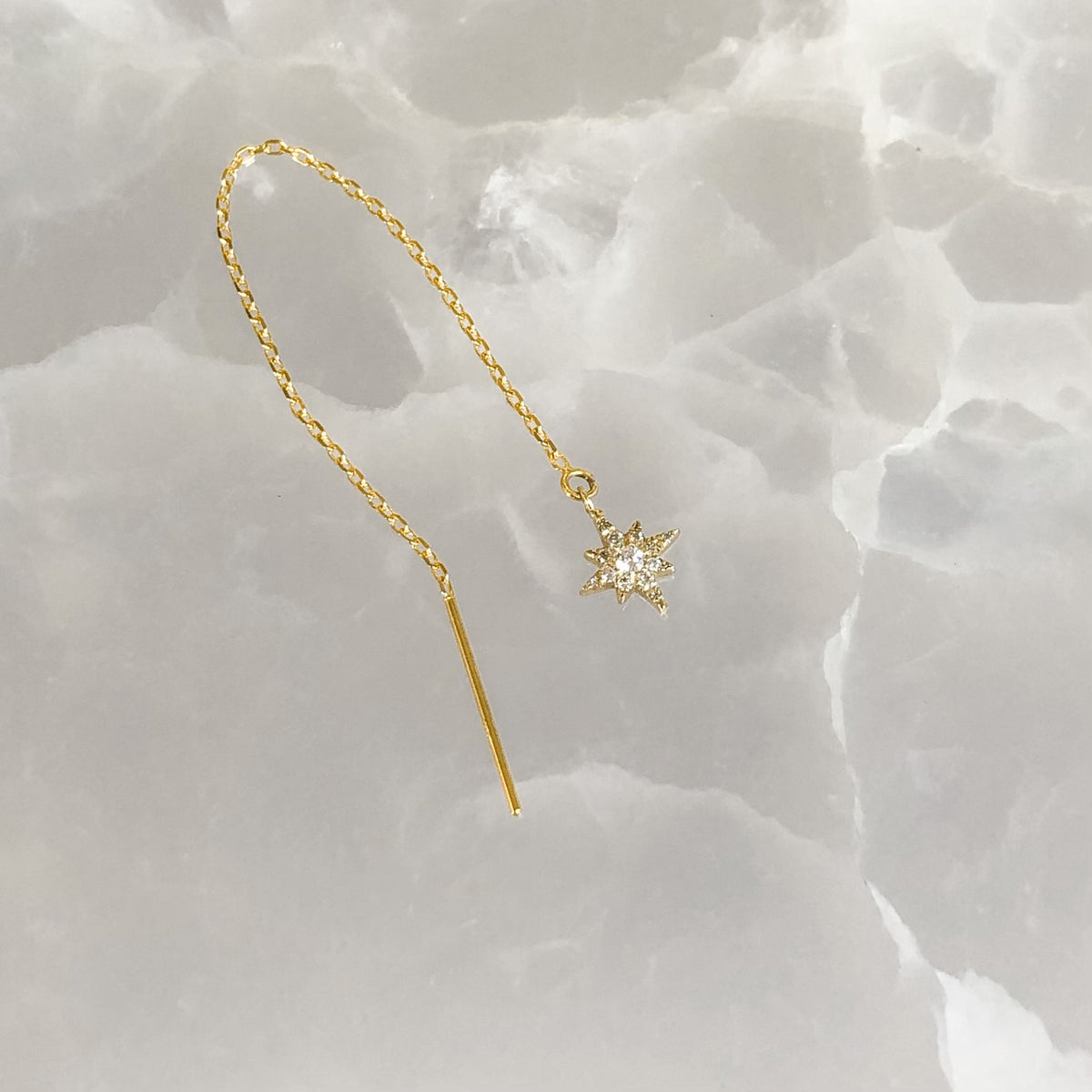 Diamond Starburst Threader Earring