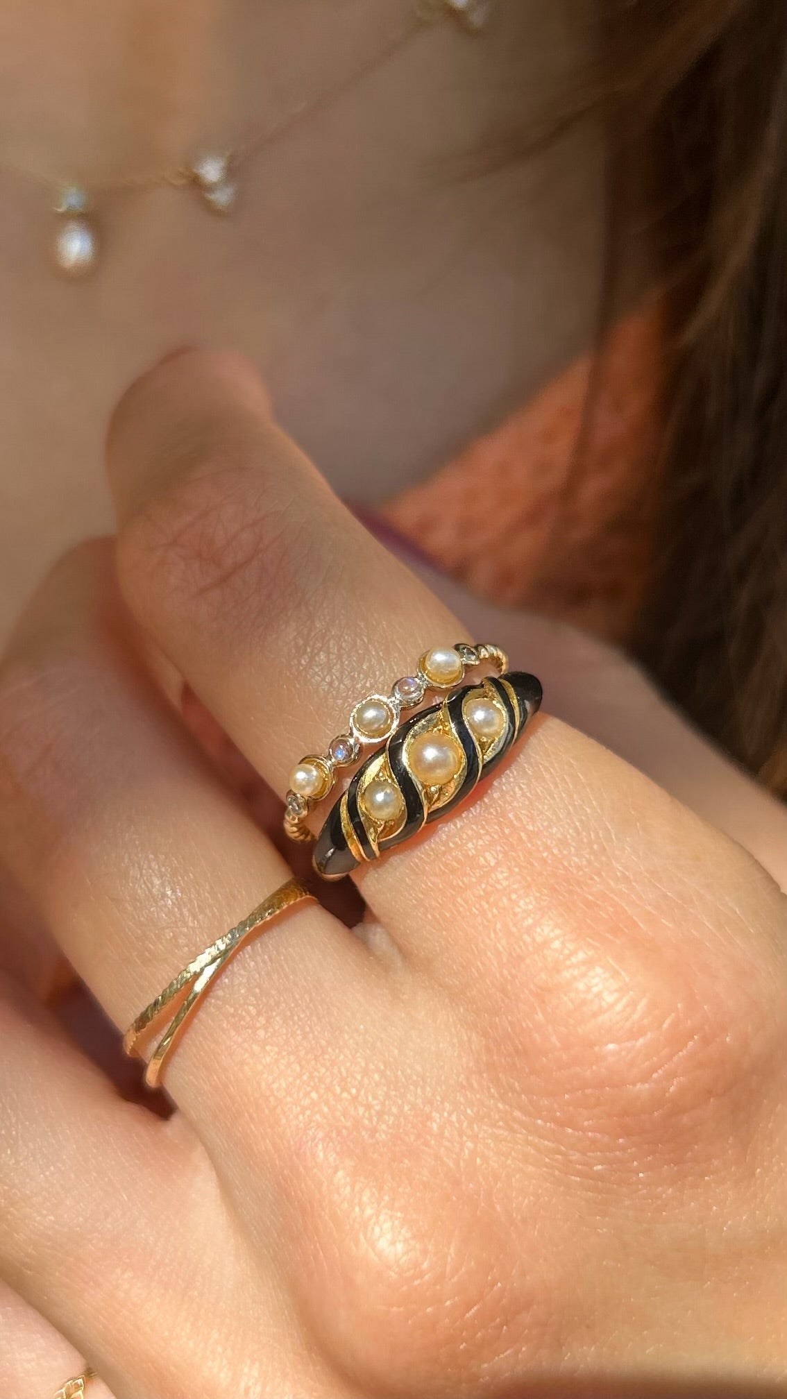 18k Victorian Memento Mori Pearl Ring