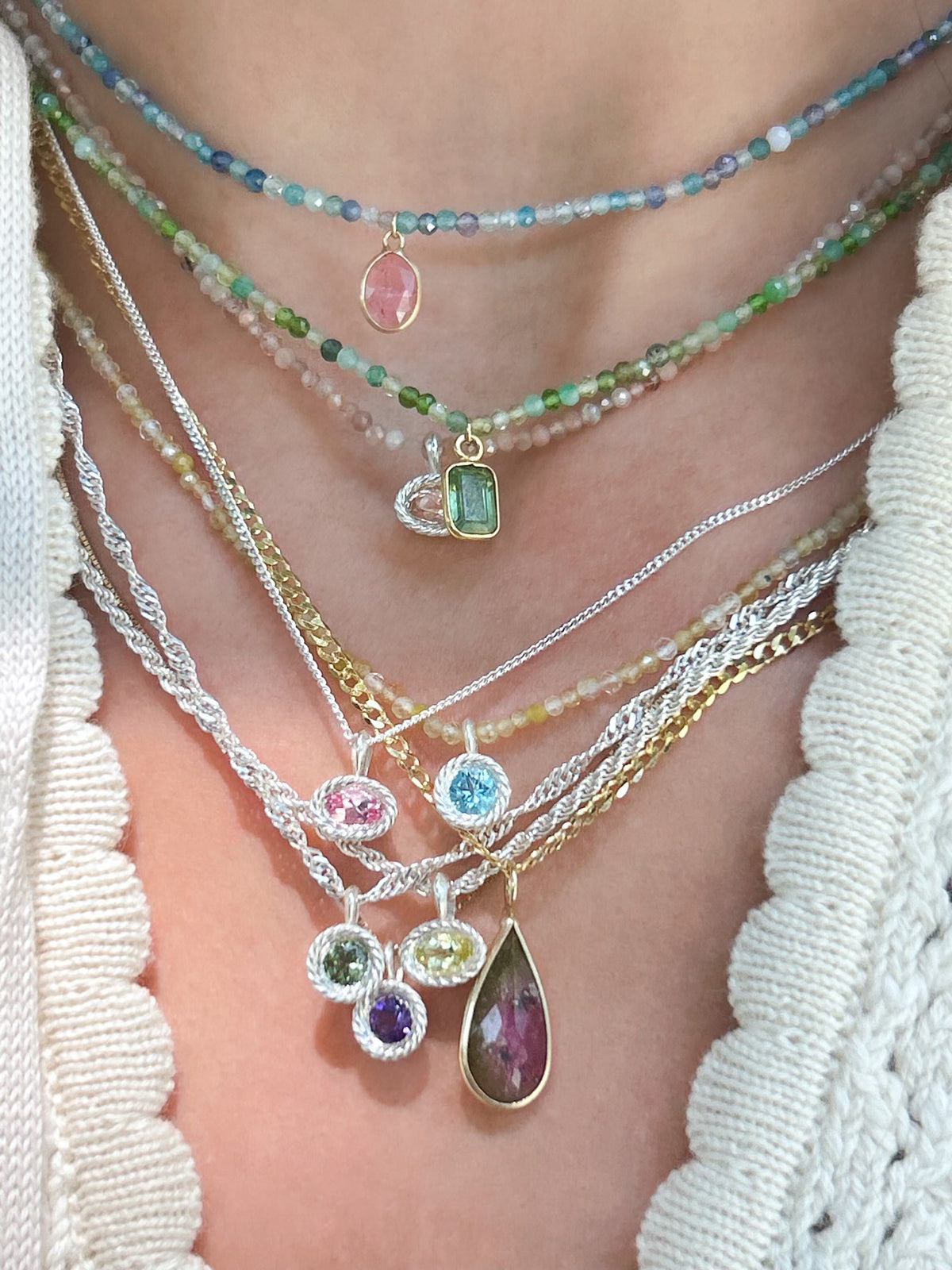 Braided Stellar, Sterling Silver Gemstone Pendant