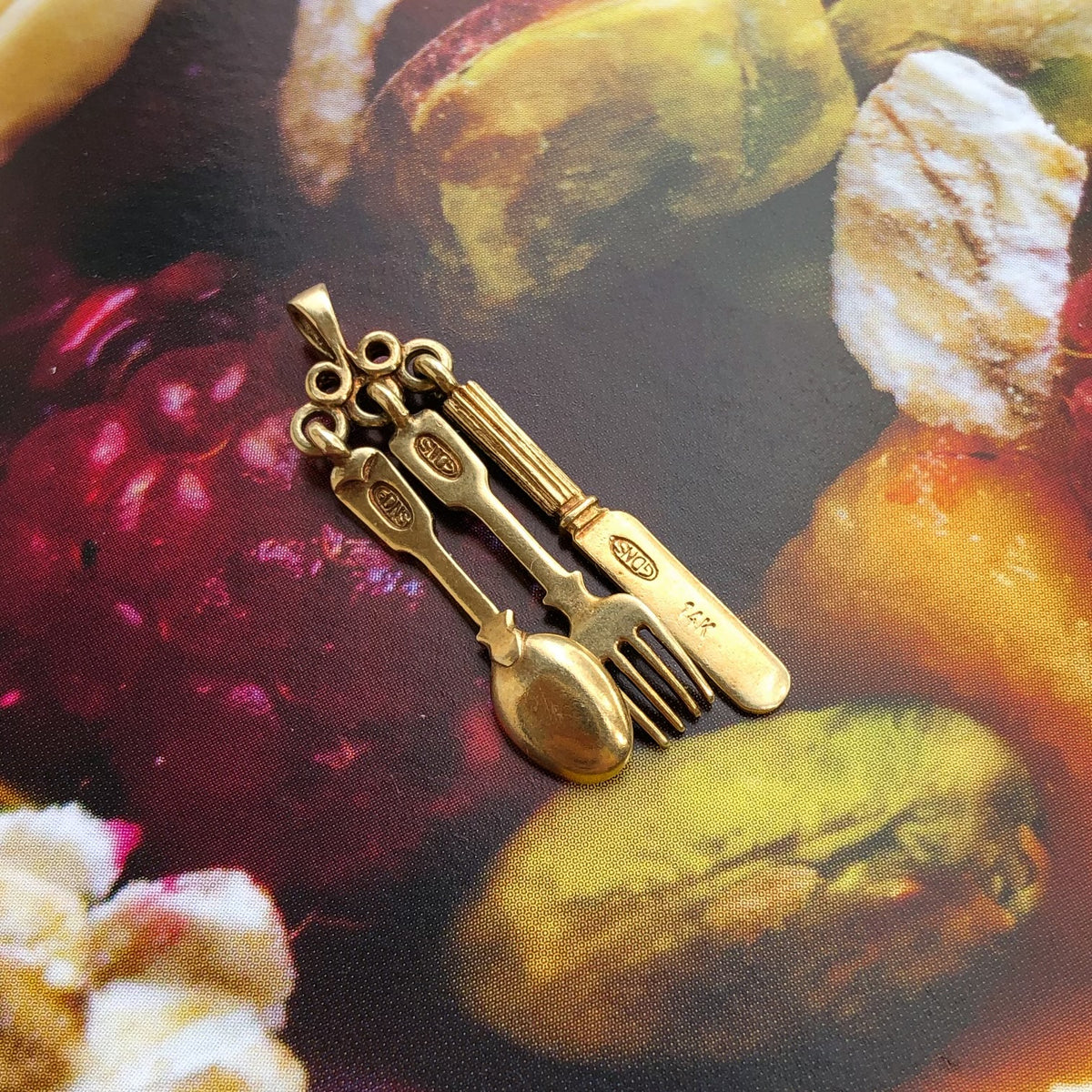 Foodie Bijoux, Vintage Fork, Knife and Spoon Charm